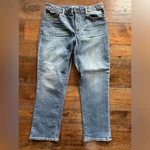 Lands' End Dark Mid-Rise Straight Jean Blue Denim Jeans- size 12